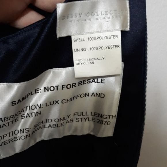 Dessy Collection, Vivian Diamond Blue Backless A Line Dress XS - Picture 5 of 16